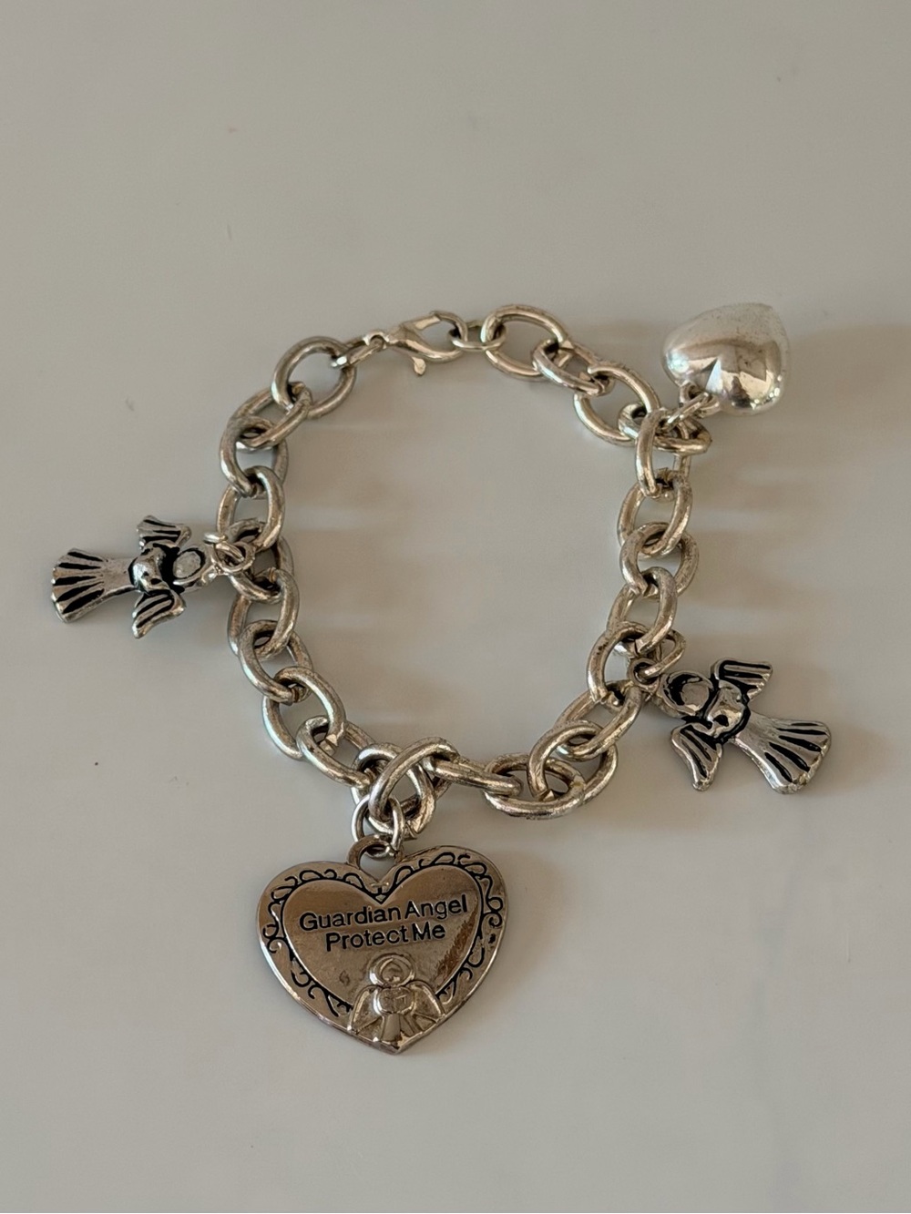 Chunky Guardian Angel Dangle Charm Bracelet, 8" - Picture 9 of 14